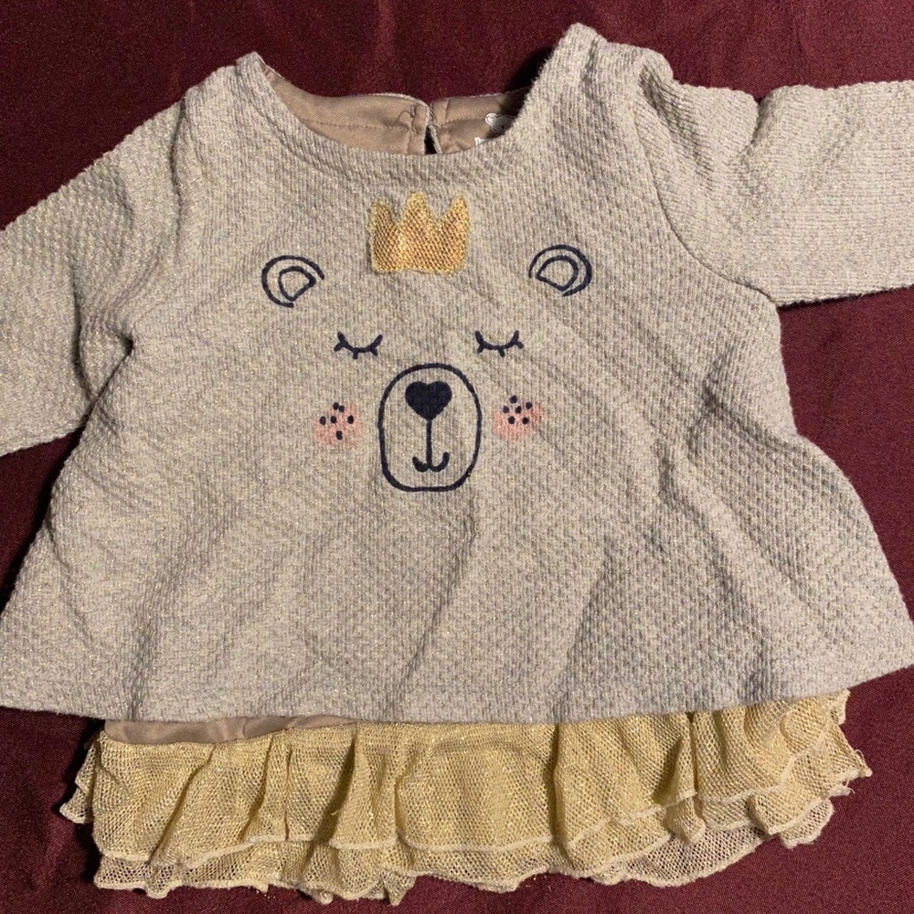 Adorable Bear Printed Sparkle Sweater/shirt